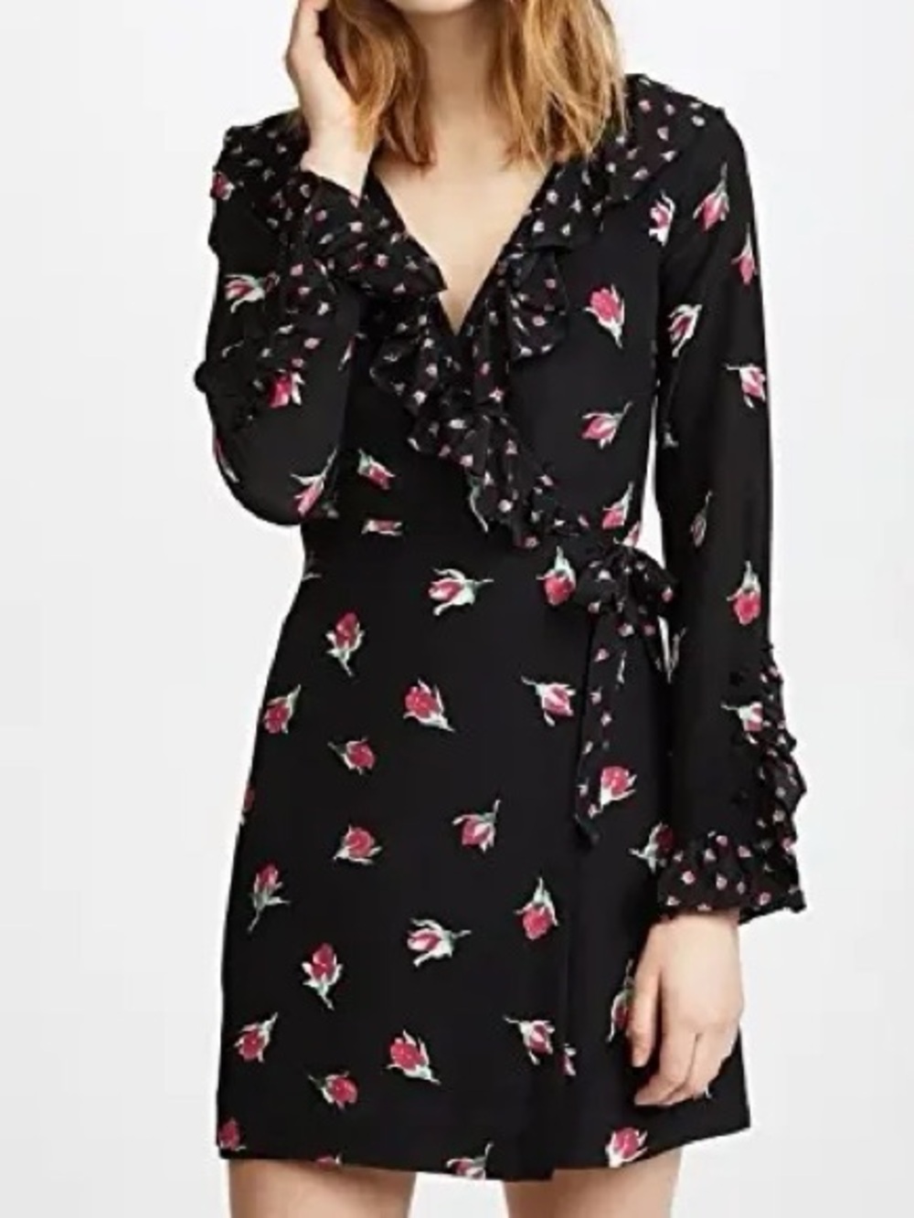 Club Monaco 100% Silk Floral Wrap Mini Dress Rose Print Size 00